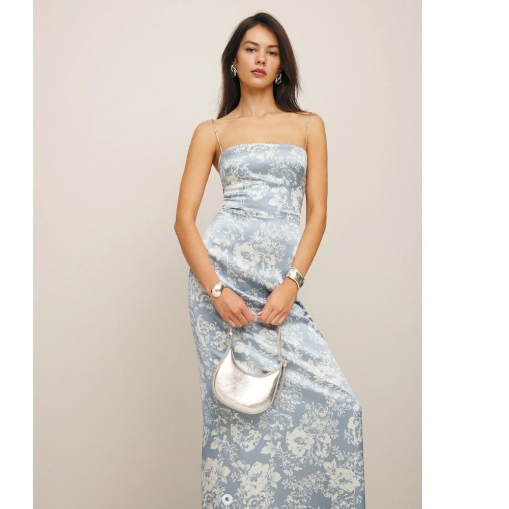 Reformation Frankie Silk Dress in Porcelain | On Sale - Picture 4 of 15